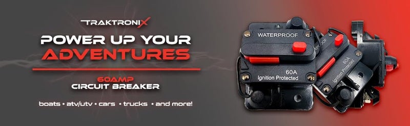 Traktronix 60Amp Circuit Breaker for Boat Trolling Motor Marine ATV Trailer Vehicles Battery Charger Golf Cart Solar System Inline Fuse with Manual Reset Switch Waterproof DC 12V-48V IP67 - Image 2